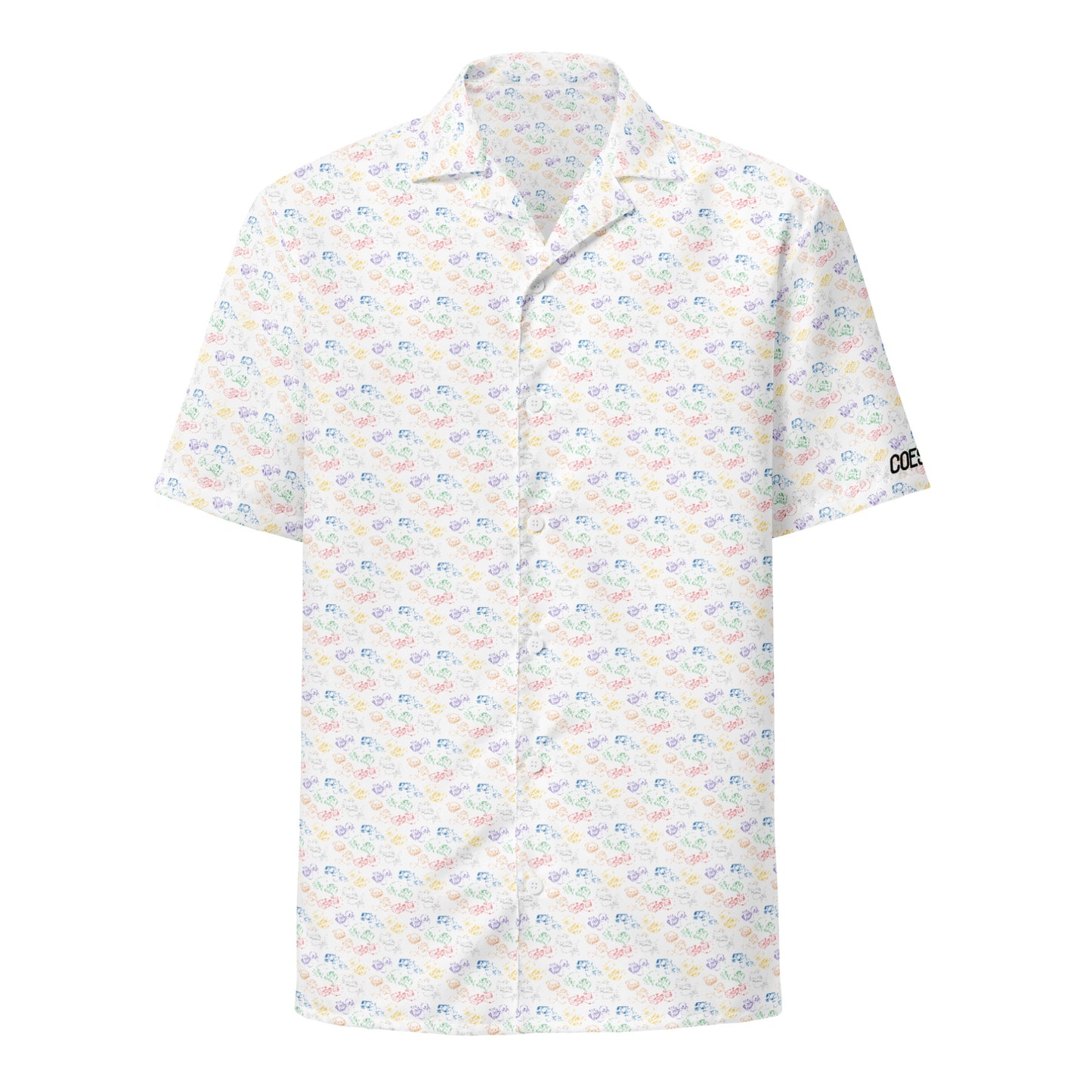 Retro Consoles All-Over Unisex Button-Up Shirt Dense Design