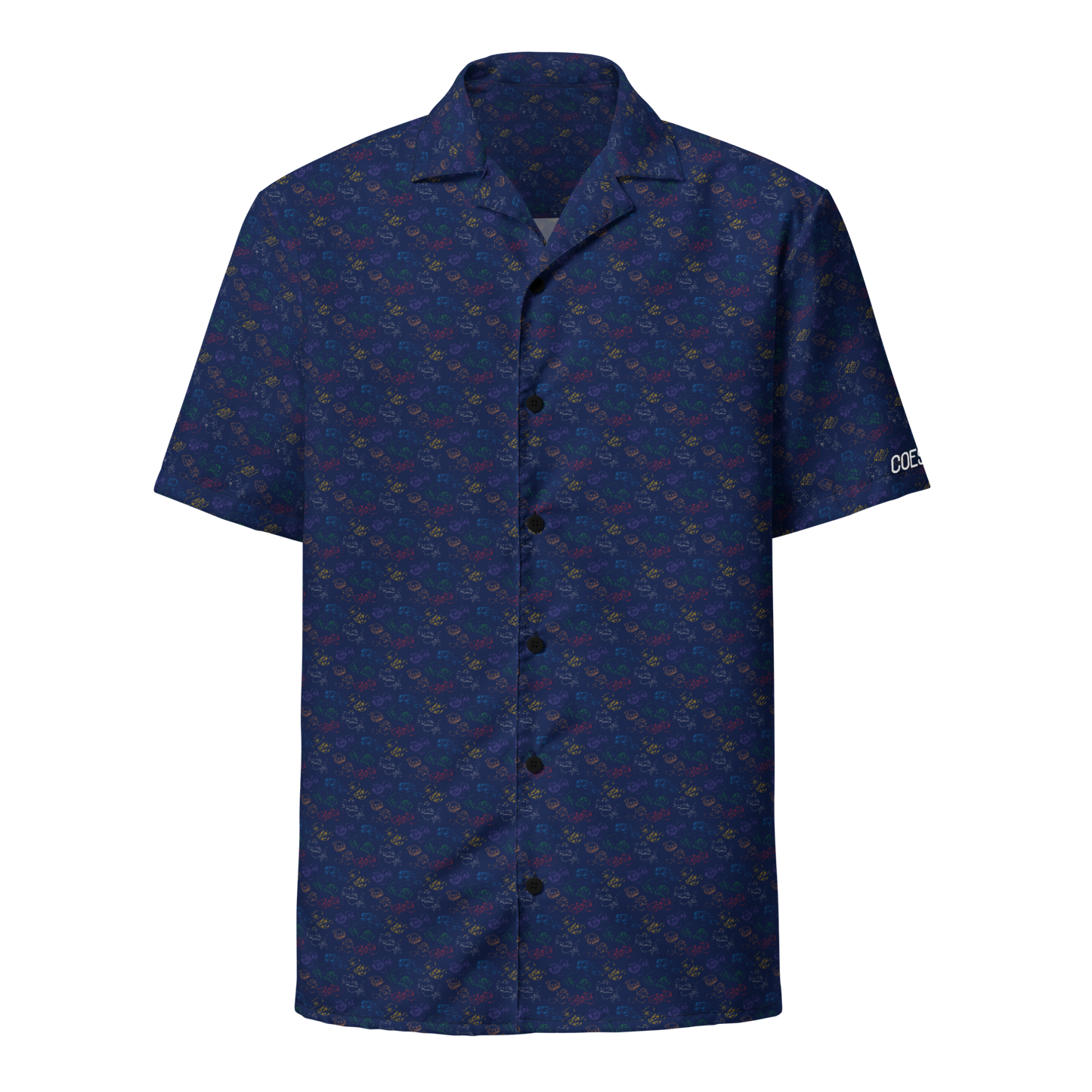 Retro Consoles All-Over Unisex Button-Up Shirt Dense Design