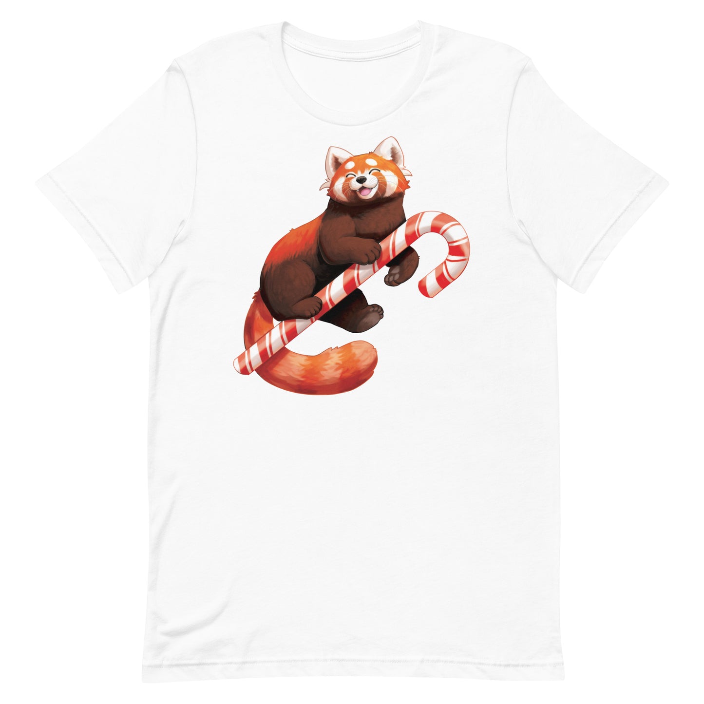 Peppermint Red Panda Unisex T-Shirt by The Shirt Hoard