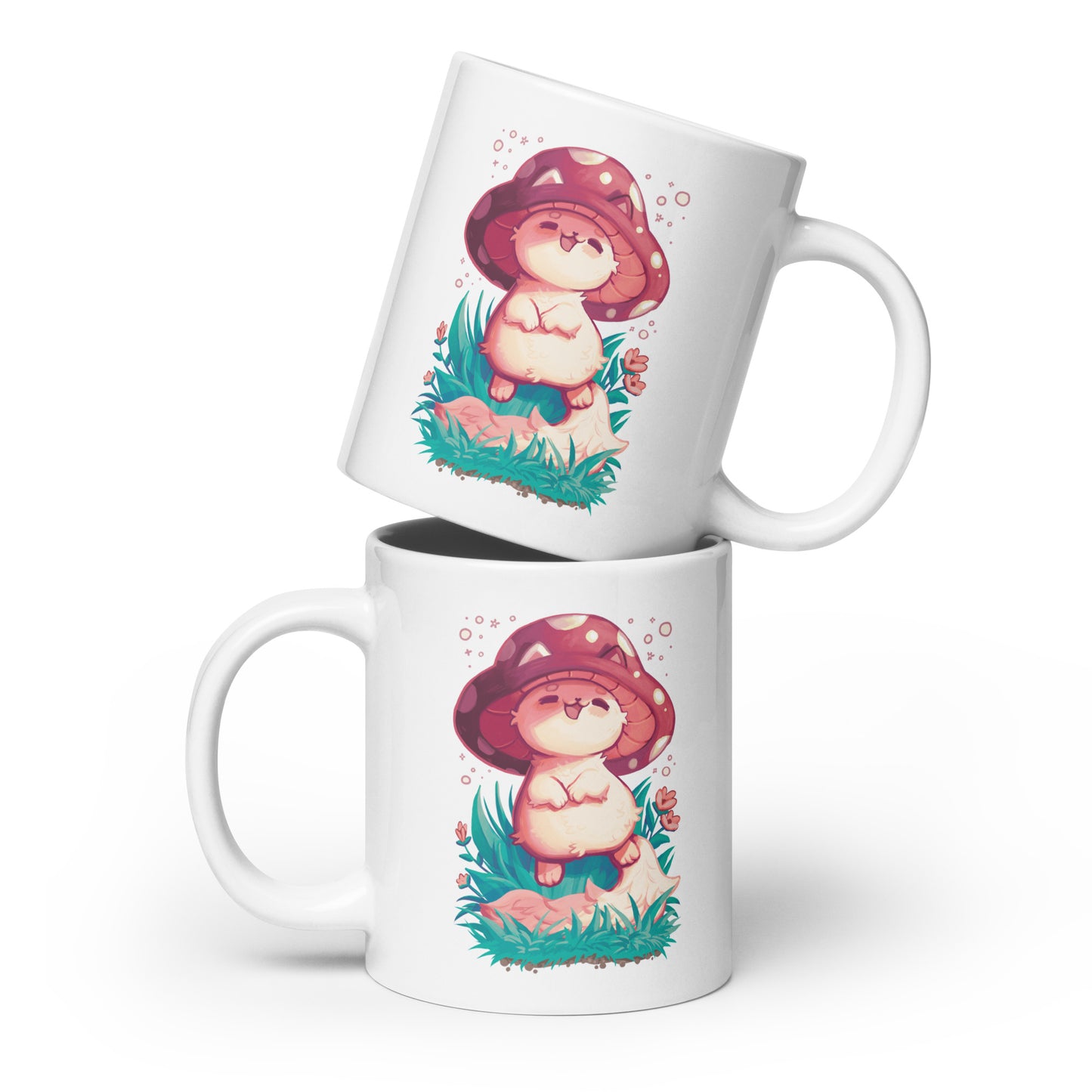 Meowshroom White Glossy Mug by The Shirt Hoard