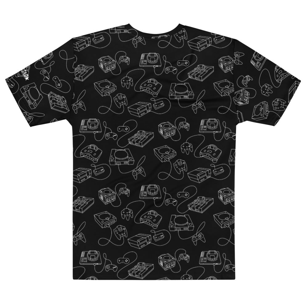 Retro Consoles All-Over Crew-Neck T-Shirt Monochrome
