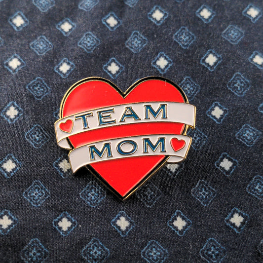 Team Mom Heart Enamel Pin