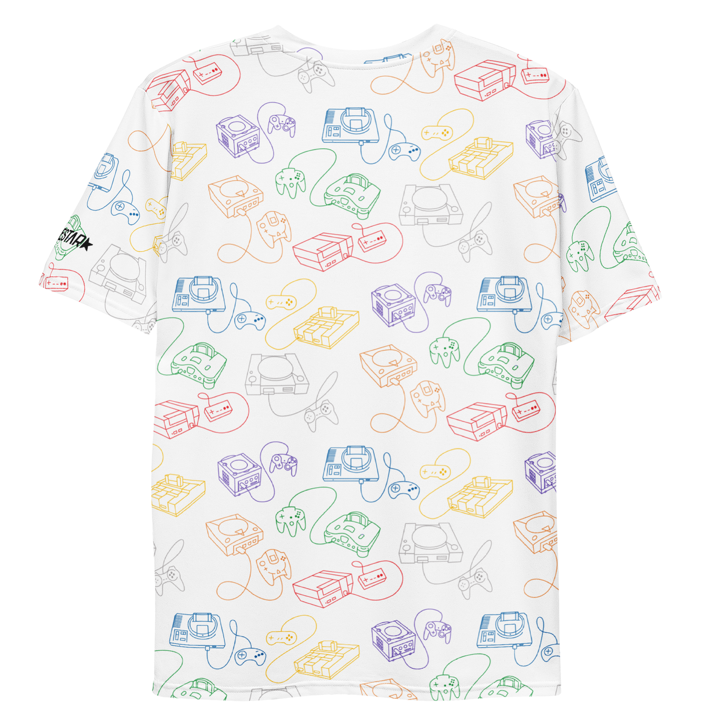 Retro Consoles All-Over Crew-Neck T-Shirt Rainbow