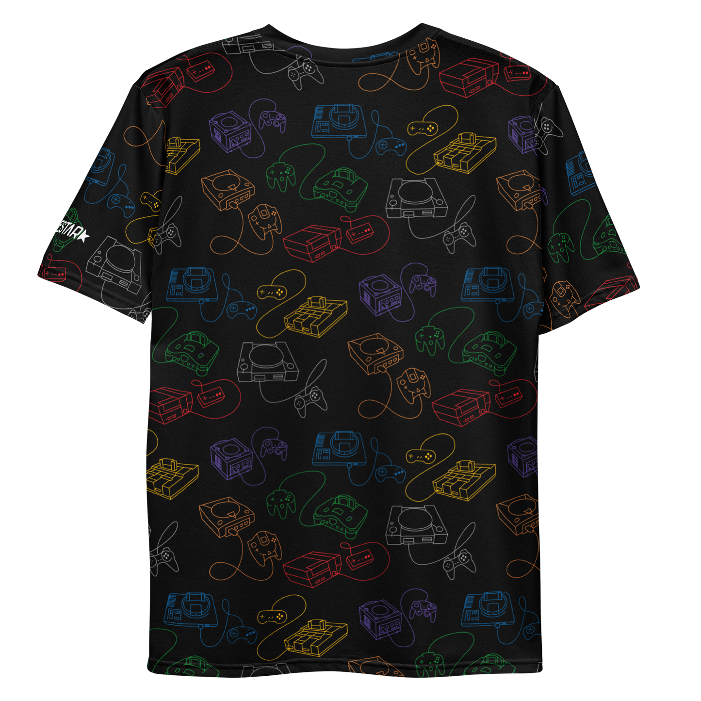 Retro Consoles All-Over Crew-Neck T-Shirt Rainbow