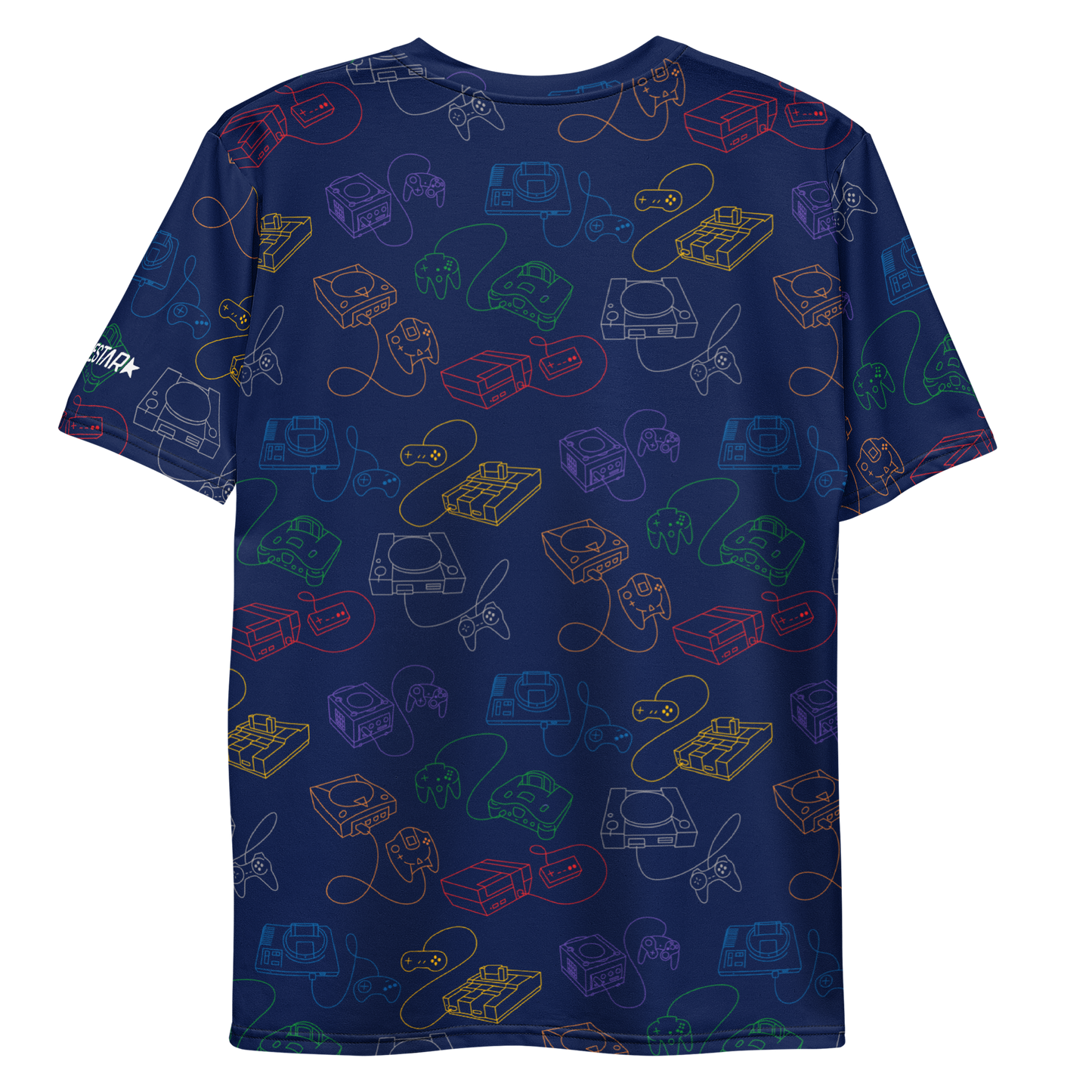 Retro Consoles All-Over Crew-Neck T-Shirt Rainbow