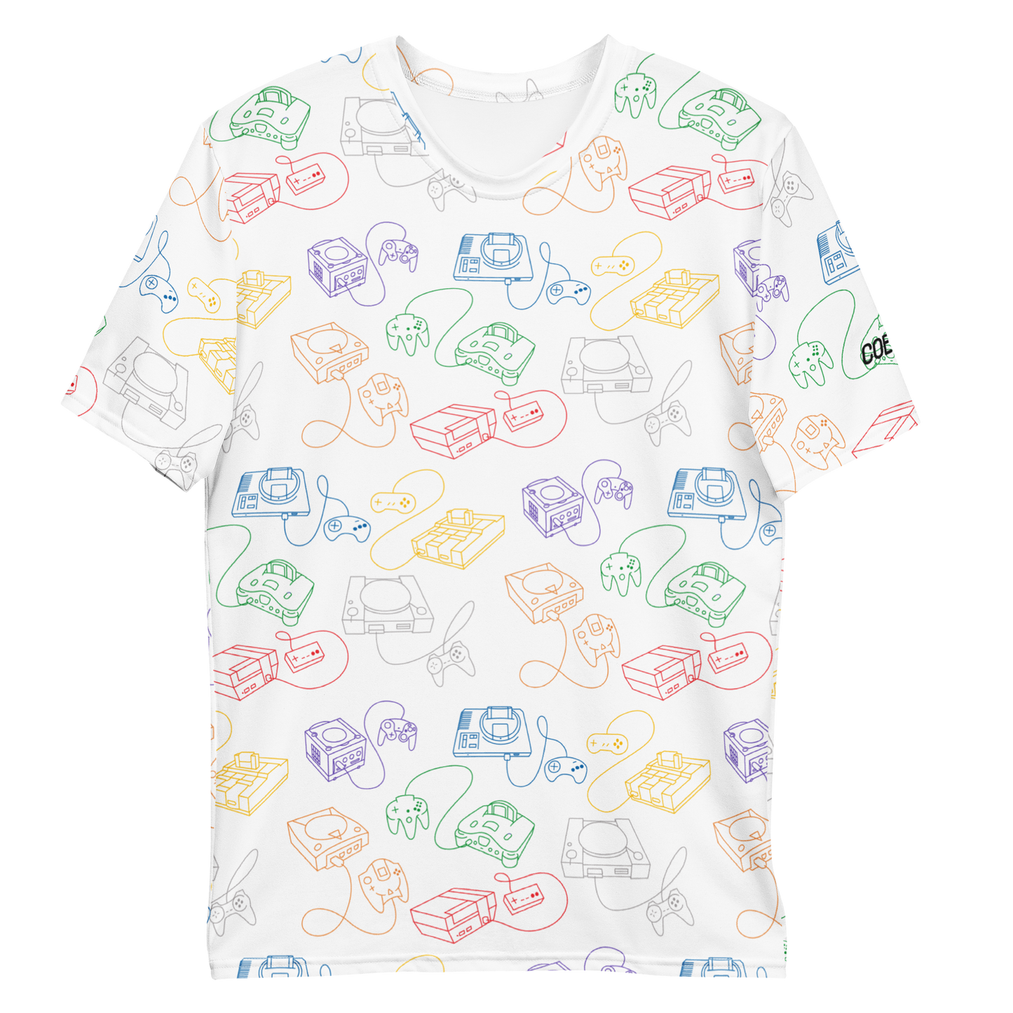 Retro Consoles All-Over Crew-Neck T-Shirt Rainbow