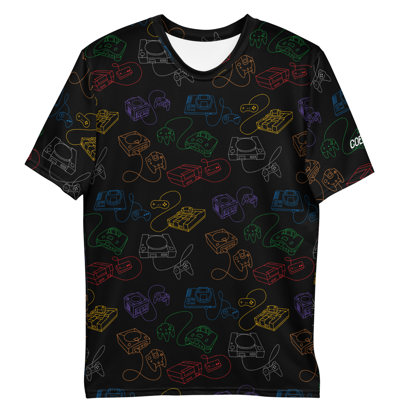 Retro Consoles All-Over Crew-Neck T-Shirt Rainbow