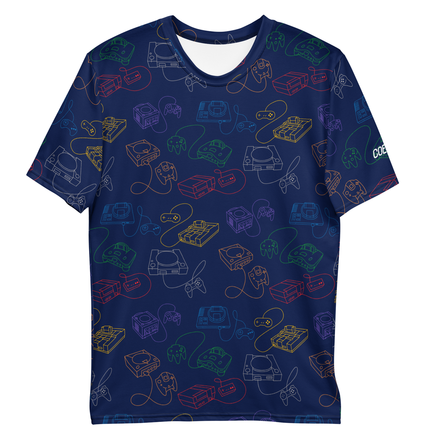 Retro Consoles All-Over Crew-Neck T-Shirt Rainbow