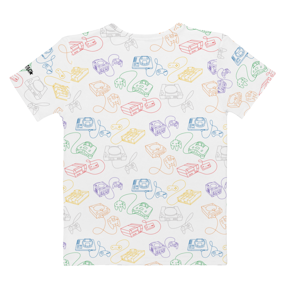 Retro Consoles All-Over Crew-Neck T-Shirt Rainbow