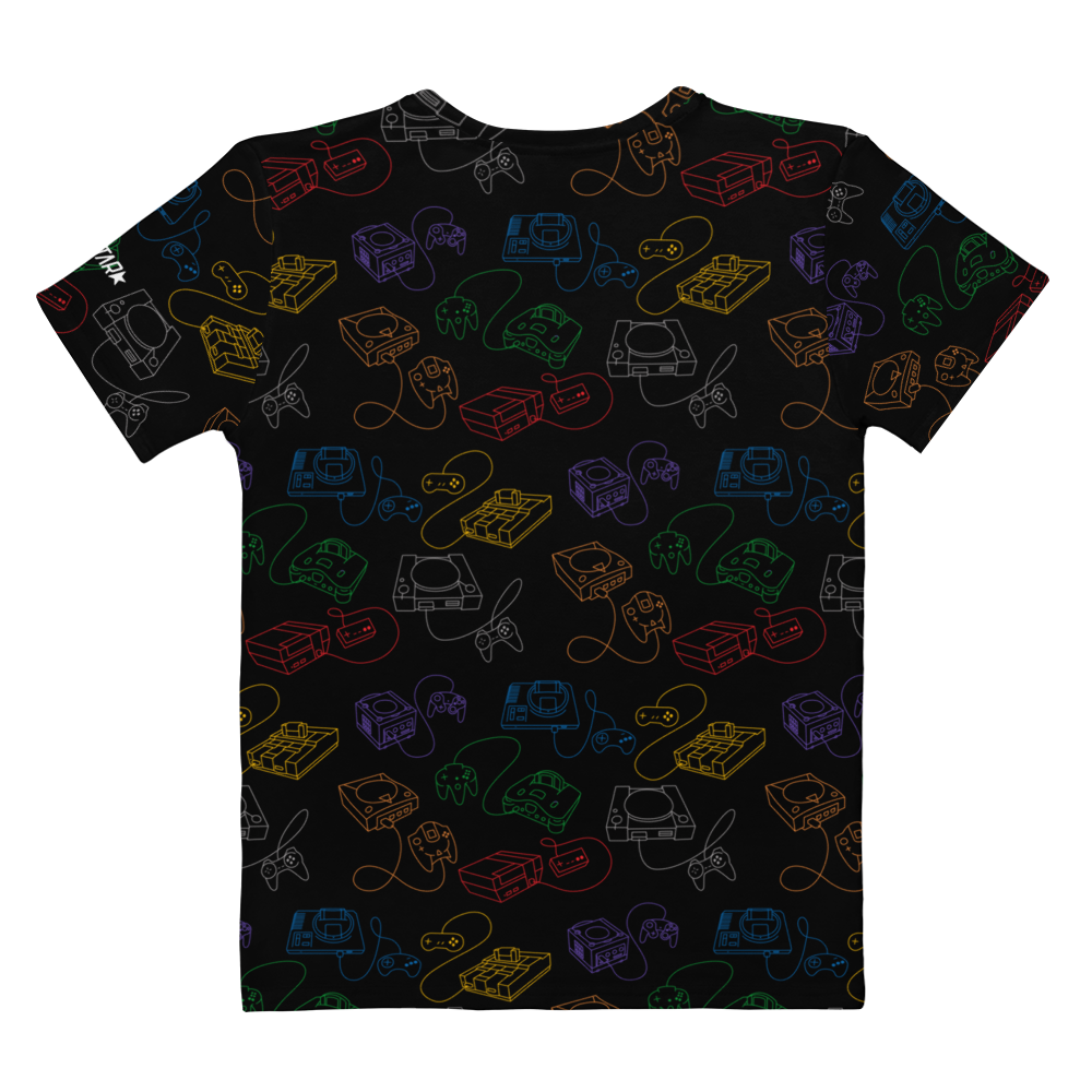 Retro Consoles All-Over Crew-Neck T-Shirt Rainbow