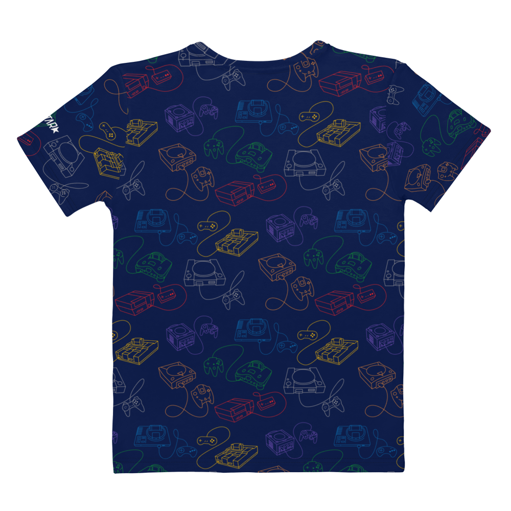 Retro Consoles All-Over Crew-Neck T-Shirt Rainbow