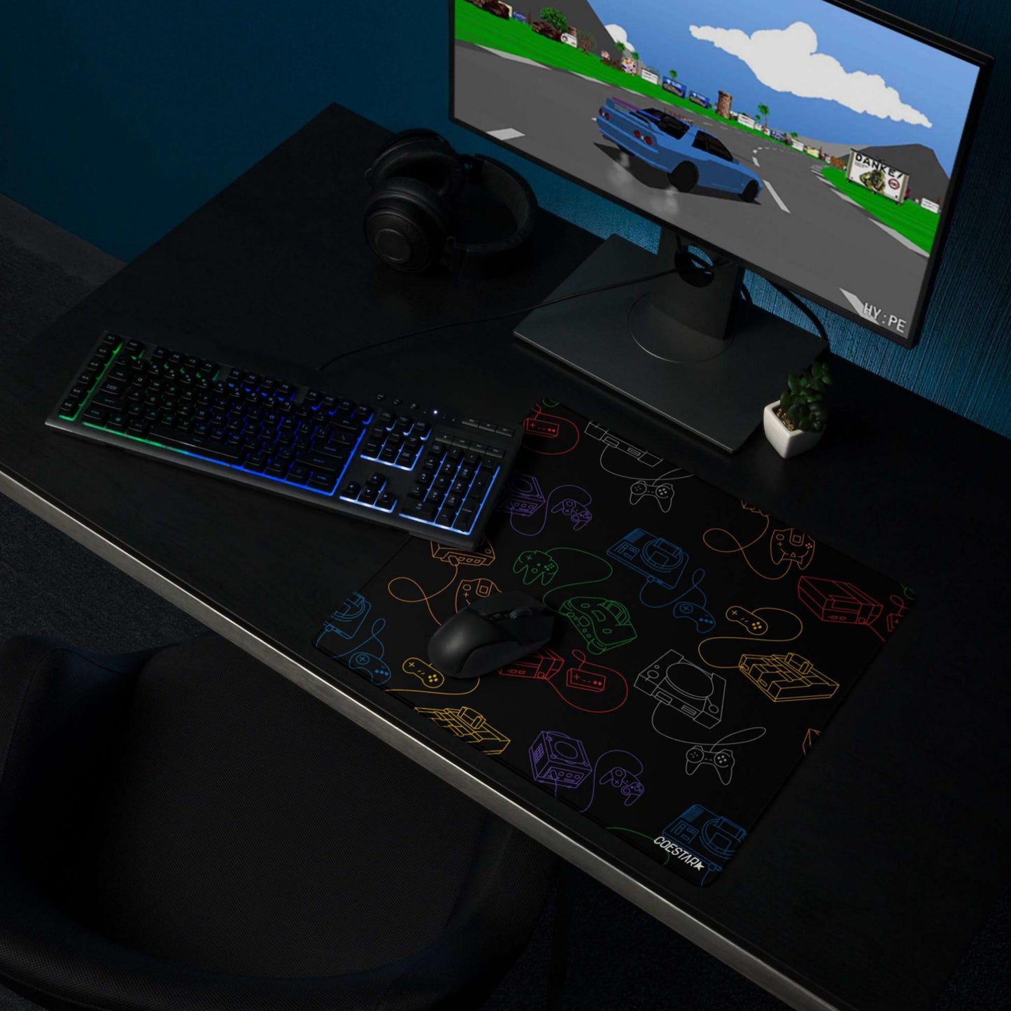 Retro Consoles Desk Mat by Coestar