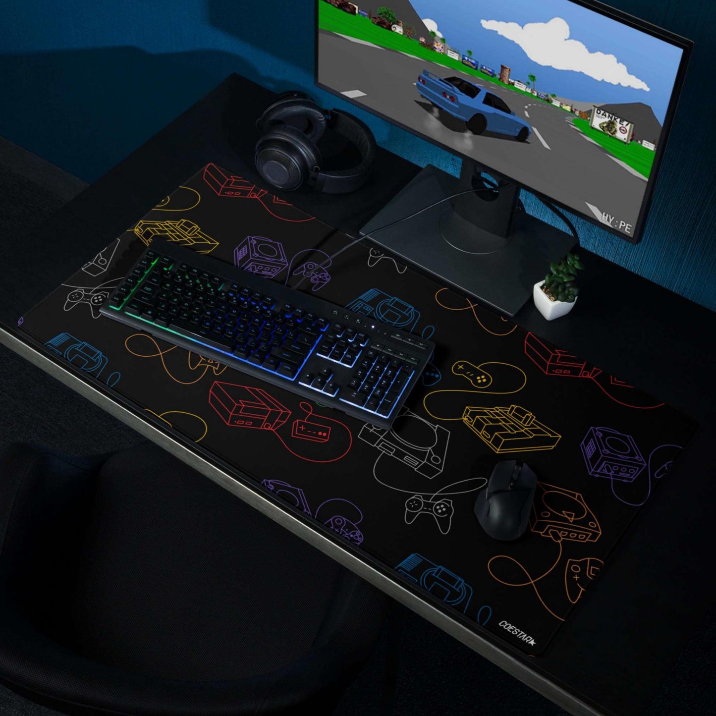 Retro Consoles Desk Mat by Coestar