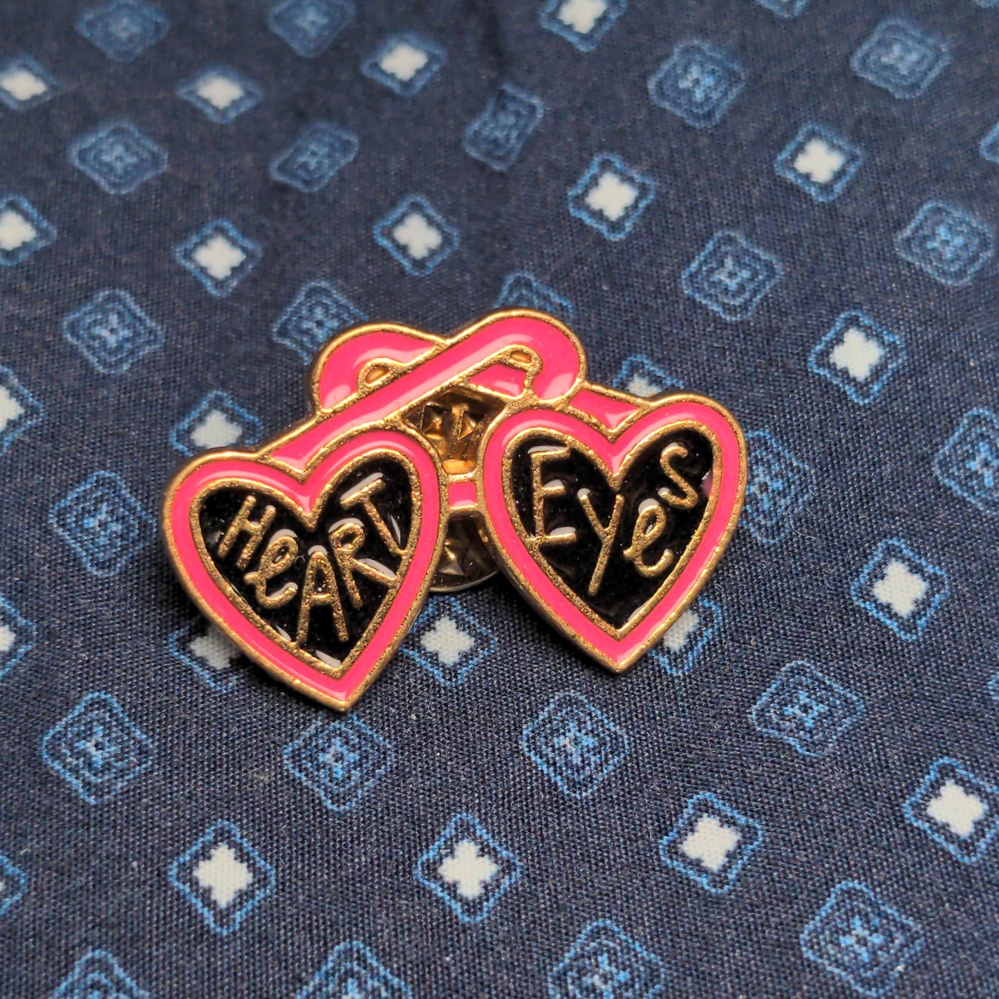 Heart Eyes Pink Sunglasses Enamel Pin